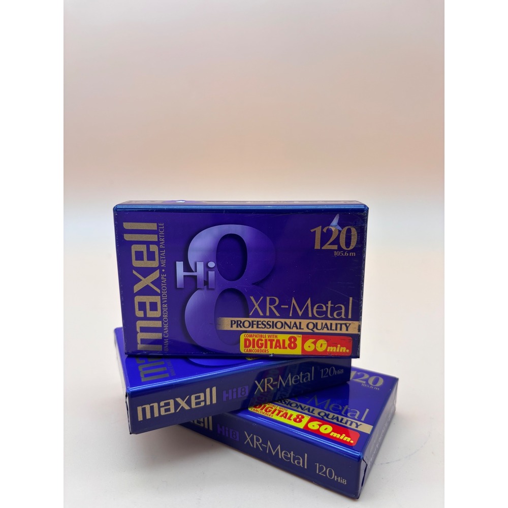 Lot of 3 Maxell Hi8 XR-Metal 120 Professional Quality Video Tapes P6-120XR